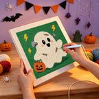 Punching the Stitched Ghost design with the punch needle