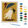 Stormy Ghost and Cat punch needle kit: finished canvas with threads, punch needle and threader
