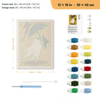 Stormy Ghost and Cat punch needle kit, 12 × 16 in (30 × 40 cm): canvas size and kit contents