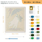 Stormy Ghost and Cat punch needle kit, 16 × 20 in (40 × 50 cm): canvas size and kit contents