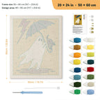 Stormy Ghost and Cat punch needle kit, 20 × 24 in (50 × 60 cm): canvas size and kit contents