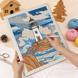 Punching the Stormy Lighthouse design with the punch needle