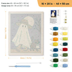 Straw Hat Ghost punch needle kit, 16 × 20 in (40 × 50 cm): canvas size and kit contents