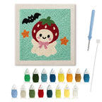Strawberry Ghost punch needle kit: finished canvas with threads, punch needle and threader