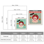Size chart for square punch needle kits from 30 x 30 cm to 60 x 60 cm