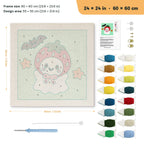 Strawberry Ghost punch needle kit, 24 × 24 in (60 × 60 cm): canvas size and kit contents