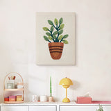 Finished Striped Pot Plant punch needle canvas on a wall