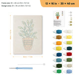 Striped Pot Plant punch needle kit, 12 × 16 in (30 × 40 cm): canvas size and kit contents
