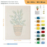 Striped Pot Plant punch needle kit, 24 × 32 in (60 × 80 cm): canvas size and kit contents