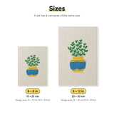 Size chart for the two mini canvas sizes: 6 x 8 in and 8 x 12 in