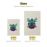 Size chart for the two mini canvas sizes: 6 x 8 in and 8 x 12 in