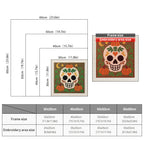Size chart for square punch needle kits from 30 x 30 cm to 60 x 60 cm