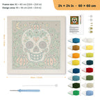 Sugar Skull Pumpkin Patch punch needle kit, 24 × 24 in (60 × 60 cm): canvas size and kit contents