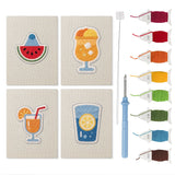 Summer Coolers mini punch needle kit set: four finished canvases with threads, punch needle and threader