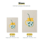 Size chart for the two mini canvas sizes: 6 x 8 in and 8 x 12 in