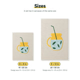 Size chart for the two mini canvas sizes: 6 x 8 in and 8 x 12 in