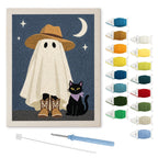 Sun Hat Ghost punch needle kit: finished canvas with threads, punch needle and threader
