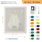 Sun Hat Ghost punch needle kit, 20 × 24 in (50 × 60 cm): canvas size and kit contents