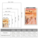 Size chart for punch needle kits from 20 x 30 cm to 60 x 80 cm