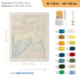 Sundown Pier punch needle kit, 16 × 20 in (40 × 50 cm): canvas size and kit contents