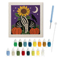 Sunflower Bone Hand punch needle kit: finished canvas with threads, punch needle and threader