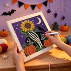 Punching the Sunflower Bone Hand design with the punch needle