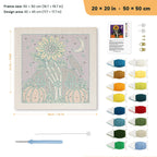 Sunflower Bone Hand punch needle kit, 20 × 20 in (50 × 50 cm): canvas size and kit contents