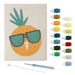 Sunglasses Pineapple punch needle kit: finished canvas with threads, punch needle and threader