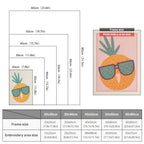 Size chart for punch needle kits from 20 x 30 cm to 60 x 80 cm