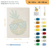 Sunglasses Pineapple punch needle kit, 16 × 20 in (40 × 50 cm): canvas size and kit contents