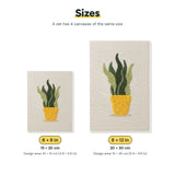 Size chart for the two mini canvas sizes: 6 x 8 in and 8 x 12 in