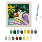 Surfing Ghost punch needle kit: finished canvas with threads, punch needle and threader