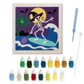 Surfing Skeleton punch needle kit: finished canvas with threads, punch needle and threader