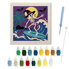 Surfing Skeleton Witch punch needle kit: finished canvas with threads, punch needle and threader