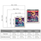 Size chart for square punch needle kits from 30 x 30 cm to 60 x 60 cm