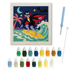 Surfing Vampire punch needle kit: finished canvas with threads, punch needle and threader