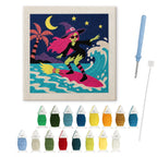 Surfing Witch punch needle kit: finished canvas with threads, punch needle and threader