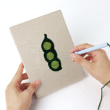 Punching a Sweet Corn Harvest mini canvas with the punch needle