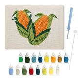 Sweet Corn Pair punch needle kit: finished canvas with threads, punch needle and threader