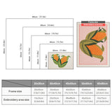 Size chart for punch needle kits from 20 x 30 cm to 60 x 80 cm