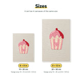 Size chart for the two mini canvas sizes: 6 x 8 in and 8 x 12 in