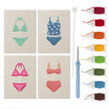Swimsuit Season mini punch needle kit set: four finished canvases with threads, punch needle and threader