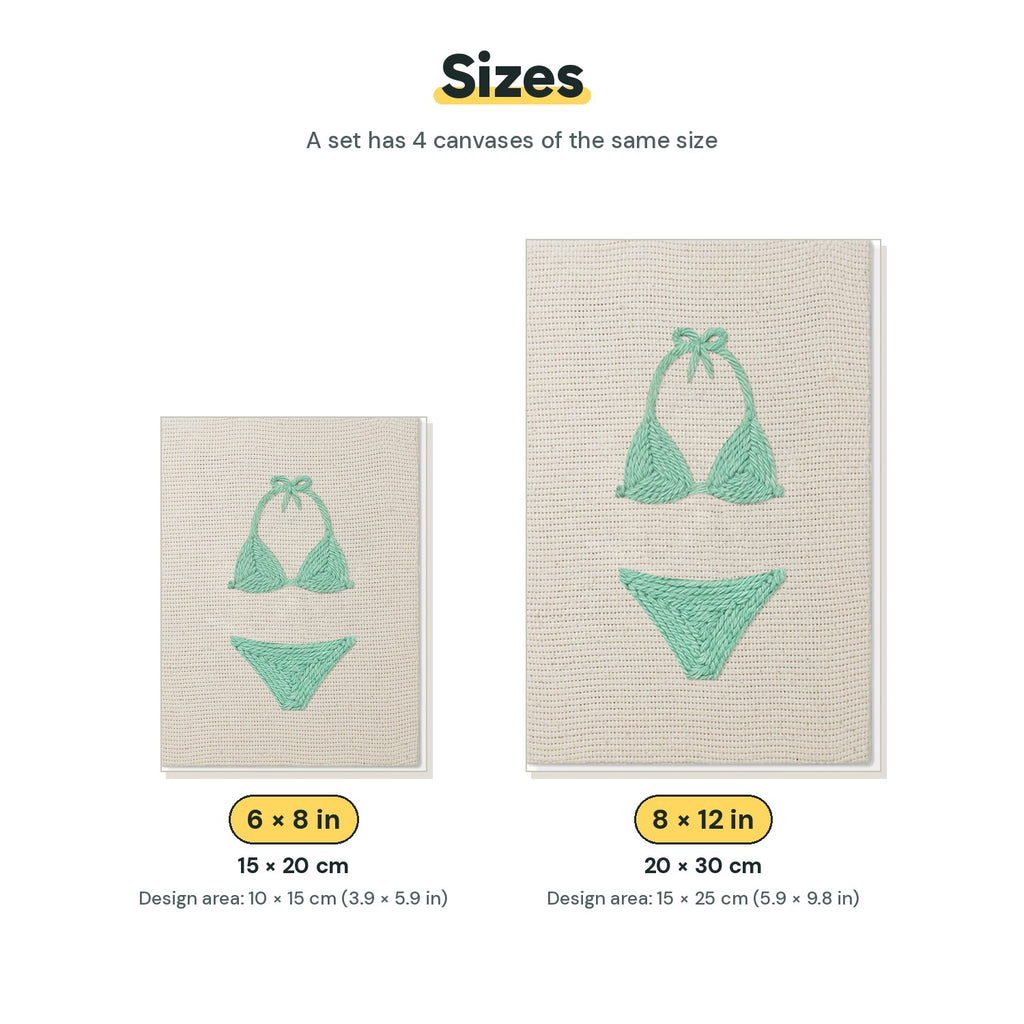 Size chart for the two mini canvas sizes: 6 x 8 in and 8 x 12 in