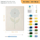 Tall Blue Flower punch needle kit, 16 × 20 in (40 × 50 cm): canvas size and kit contents