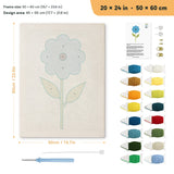 Tall Blue Flower punch needle kit, 20 × 24 in (50 × 60 cm): canvas size and kit contents
