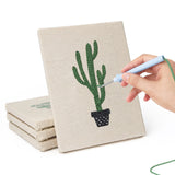 Hand punching one of the Tall Potted Cacti mini canvases