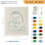 Teacup Hedgehog punch needle kit, 20 × 24 in (50 × 60 cm): canvas size and kit contents