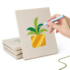 Hand punching one of the Teacup Succulents mini canvases