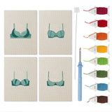 Teal Bralettes mini punch needle kit set: four finished canvases with threads, punch needle and threader