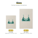 Size chart for the two mini canvas sizes: 6 x 8 in and 8 x 12 in